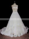 Princess Sweetheart Ivory Tulle Lace-up Appliques Lace Wedding Dresses #LDB00022041