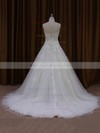 Top Ball Gown Appliques Lace Court Train Ivory Tulle Wedding Dresses #LDB00022047