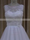 Discounted Scoop Neck Tulle Court Train Appliques Lace Ivory Wedding Dresses #LDB00022048