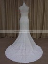 Sparkly Trumpet/Mermaid Strapless Beading Ivory Lace Wedding Dresses #LDB00022055