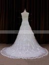 Sweetheart Tulle Court Train Ivory Appliques Lace Sweet Wedding Dresses #LDB00022057