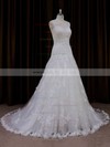Sweetheart Tulle Court Train Ivory Appliques Lace Sweet Wedding Dresses #LDB00022057