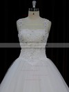 Ivory Tulle Beading Open Back Court Train Ball Gown Wedding Dresses #LDB00022058