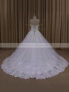 Ball Gown Tulle Appliques Lace Ivory Lace-up Strapless Wedding Dresses #LDB00022062