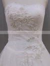 Strapless Pearl Detailing Chapel Train Lace-up Ivory Lace Tulle Wedding Dresses #LDB00022063