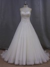 Pretty A-line Tulle Beading Ivory Sweetheart Wedding Dresses #LDB00022064