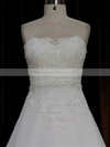 A-line Sashes / Ribbons Sweep Train Ivory Tulle Best Wedding Dresses #LDB00022067