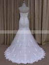 Sweep Train Ivory Tulle Lace Sashes / Ribbons Trumpet/Mermaid Wedding Dresses #LDB00022072