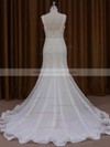 Trumpet/Mermaid V-neck Tulle Beading Court Train Ivory Wedding Dresses #LDB00022084