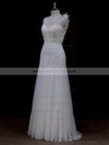 Sheath/Column Appliques Lace Floor-length Ivory Tulle Discounted Wedding Dresses #LDB00022088
