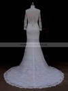 Trumpet/Mermaid Long Sleeve V-neck Lace Sequins Ivory Wedding Dresses #LDB00022089
