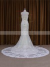 Sweetheart Ivory Lace Tulle Lace-up Beading Chapel Train Wedding Dresses #LDB00022091