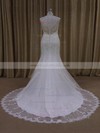 Newest Trumpet/Mermaid V-neck Appliques Lace Ivory Tulle Wedding Dresses #LDB00022092