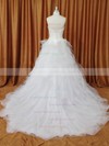 Strapless Appliques Lace Chapel Train Ivory Tulle Boutique Wedding Dresses #LDB00022094