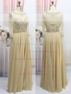 Scoop Neck Chiffon Tulle with Beading 3/4 Sleeve Fashion Prom Dress #LDB020100549