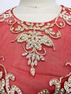 Top Sheath/Column Red Tulle Silk-like Satin Cap Straps Split Front Prom Dress #LDB020100554