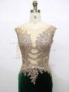 Trumpet/Mermaid Dark Green Tulle Velvet with Appliques Lace Newest Prom Dress #LDB020100557