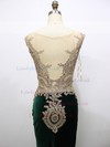 Trumpet/Mermaid Dark Green Tulle Velvet with Appliques Lace Newest Prom Dress #LDB020100557