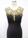 Best Elastic Woven Satin Split Front Scoop Neck Sheath/Column Black Prom Dress #LDB020100560