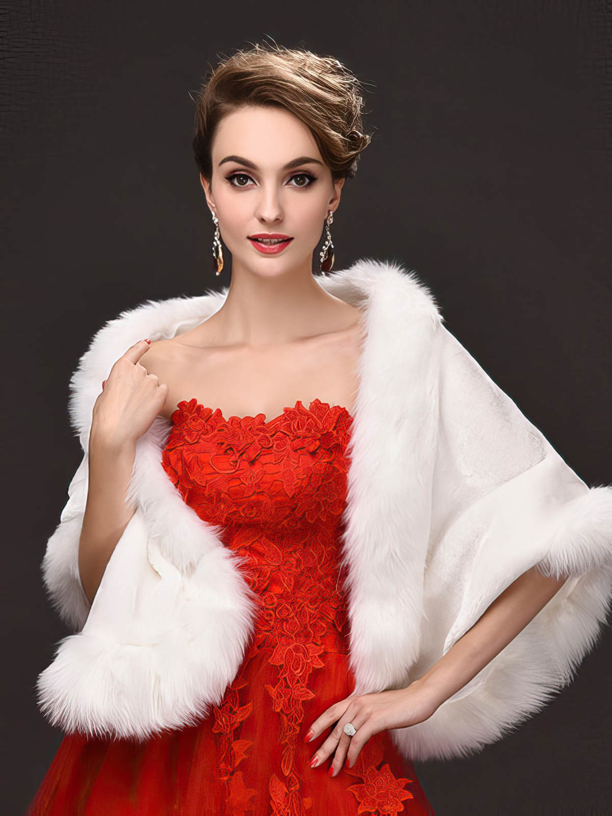 UK Faux Fur Sleeveless Shawl - landybridal.co.uk